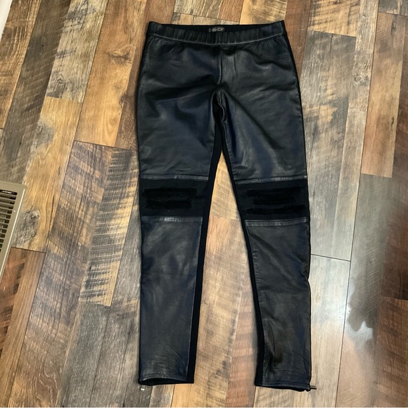 AS by DF Black Moto Leather Front Ripped Knees Leggings M - Picture 2 of 7